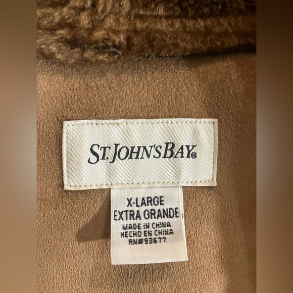 St. John's Bay Camel Hooded Jacket with Faux Fur - Picture 2 of 3